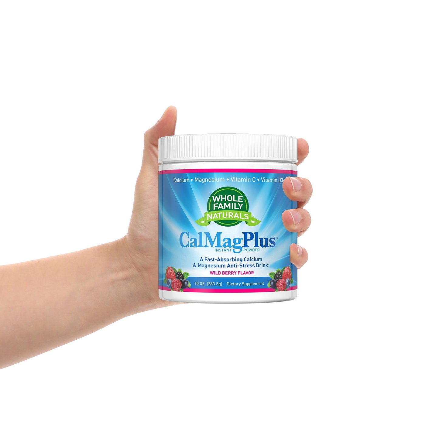 Calcium Magnesium Powder Supplement – CalMag Plus with Vitamin C & D3 – Gluten Free, Non-GMO, Wild Berry