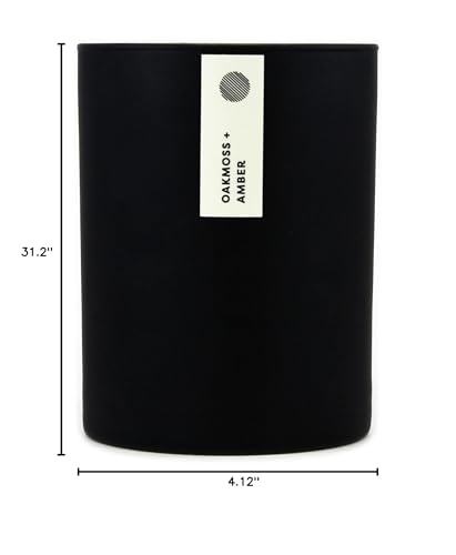 Calyan Wax Co. Oakmoss & Amber Candle – 75 Hour Burn | Non-Toxic Soy | Black Tumbler Jar | 10.2oz