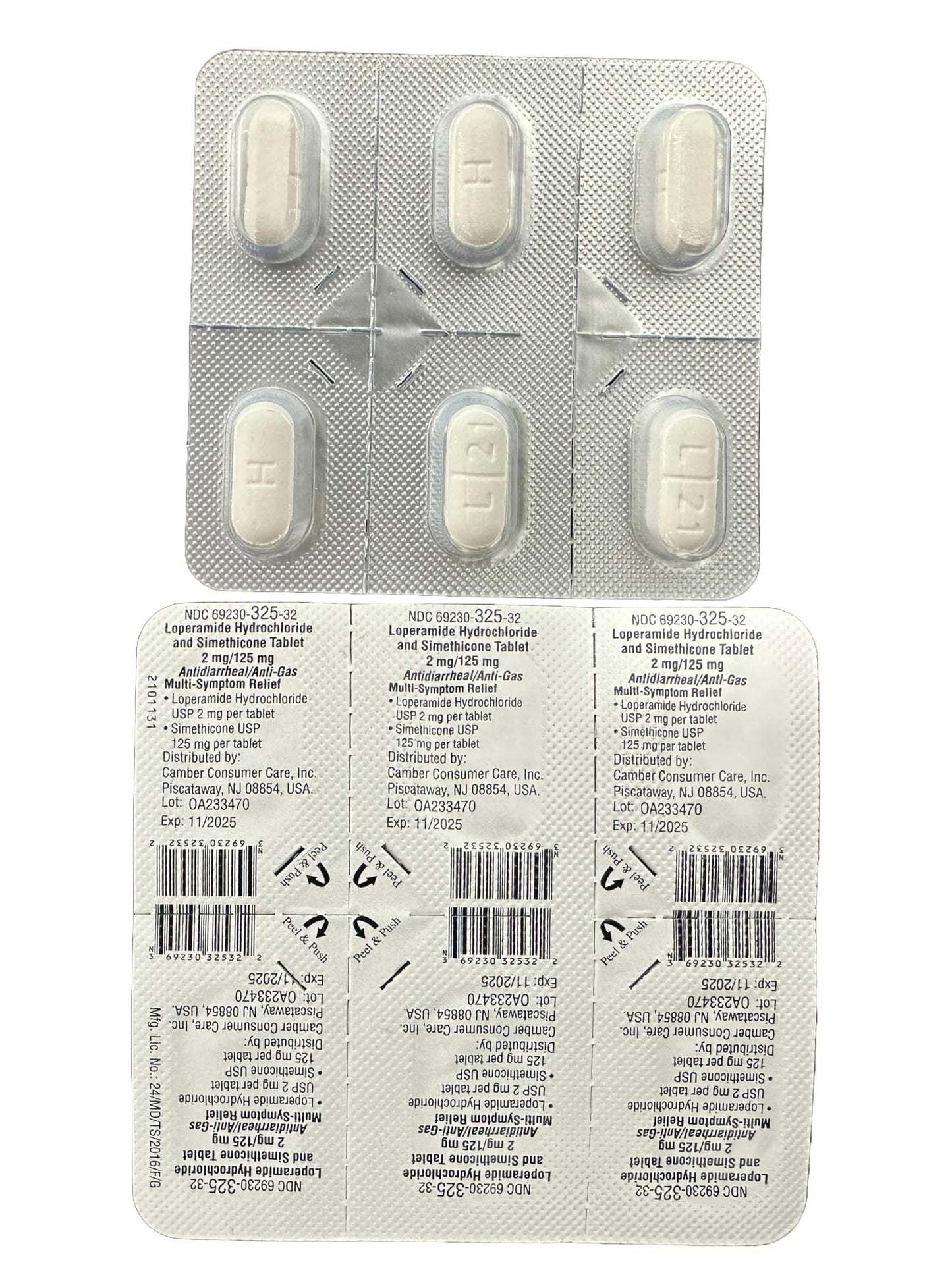 Camber Pharmaceuticals Loperamide & Simethicone Multi-Symptom Tablets – 24 Count