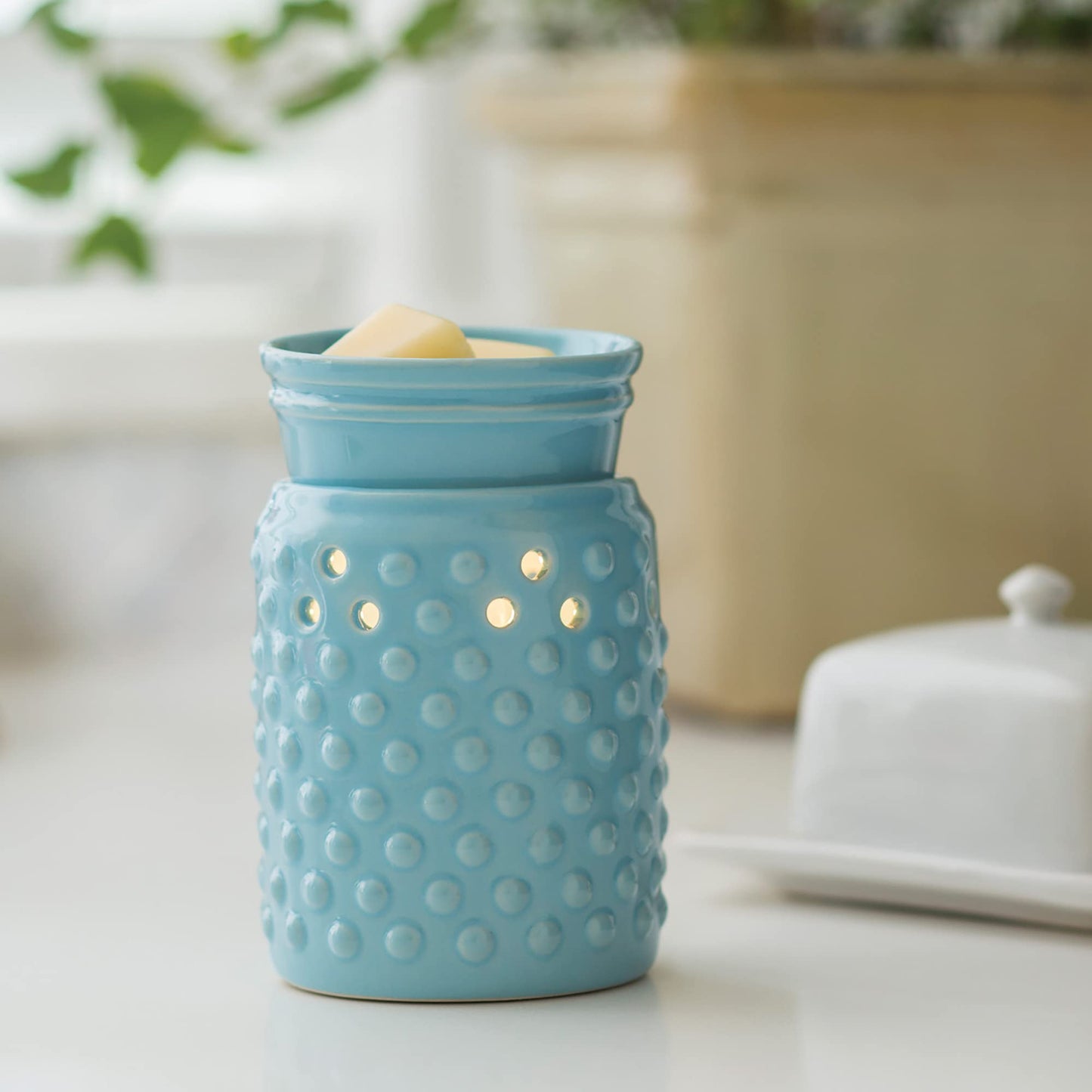 Candle Warmers Etc. Midsized Illumination Fragrance Warmer – Blue Hobnail