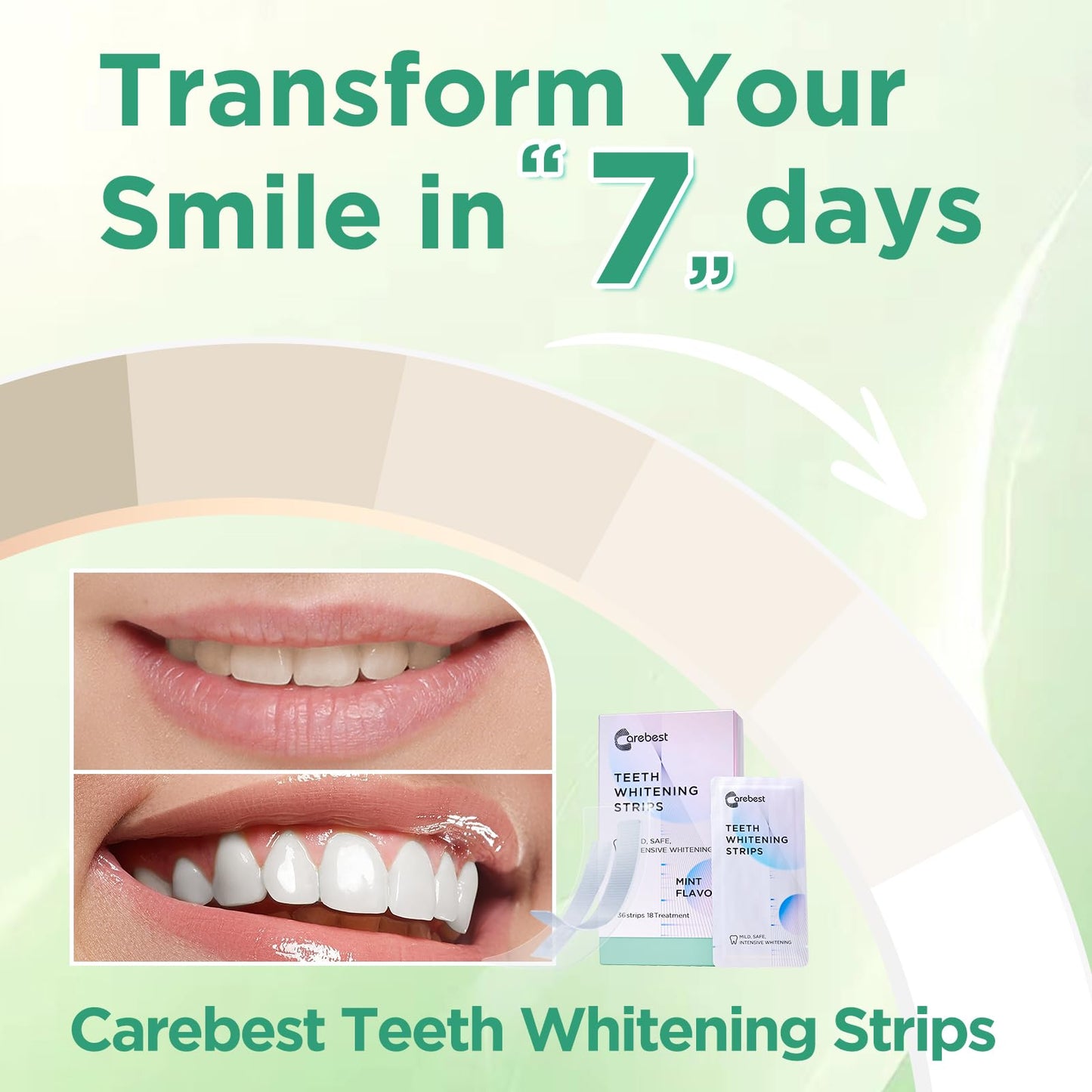 Carebest Teeth Whitening Strips for Sensitive Teeth – 36 Strips Home Kit
