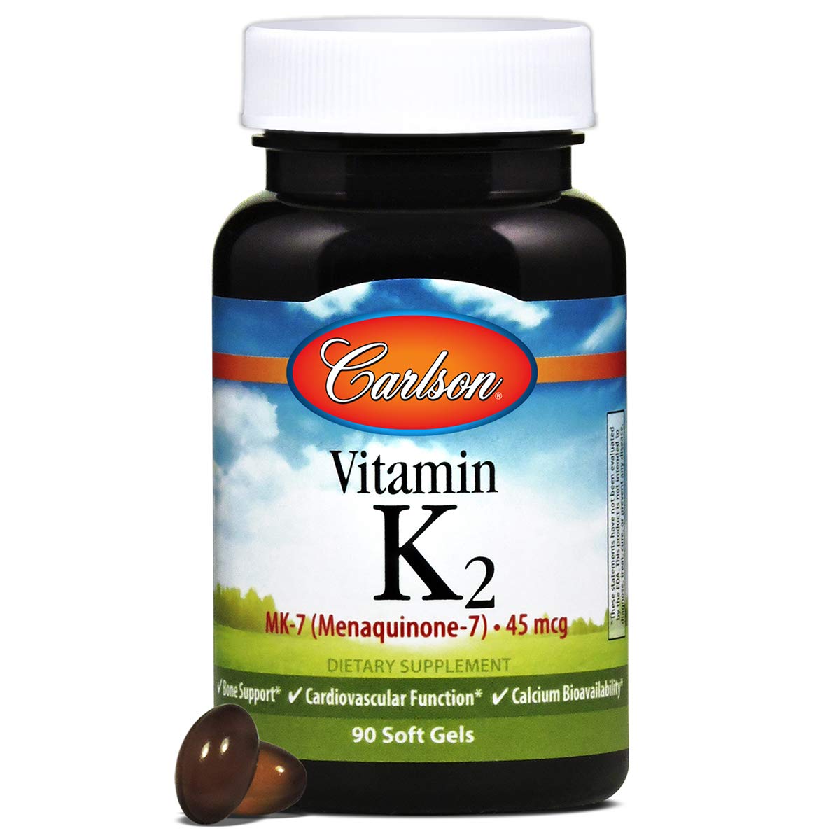 Carlson Vitamin K2 MK-7 45 mcg – 90 Softgels | Bone Support & Calcium Bioavailability