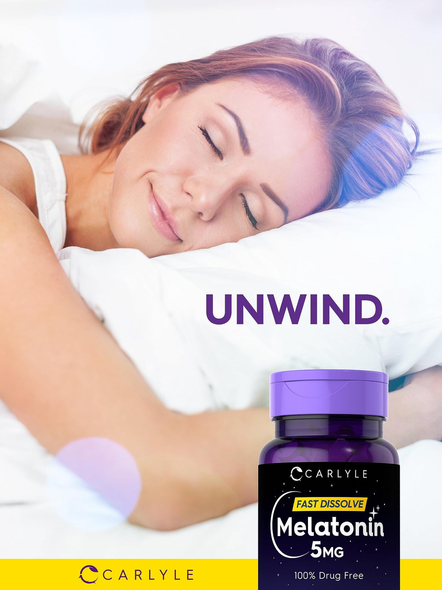 Carlyle Melatonin 5 mg Fast Dissolve, Berry – 300 Tablets | Vegetarian