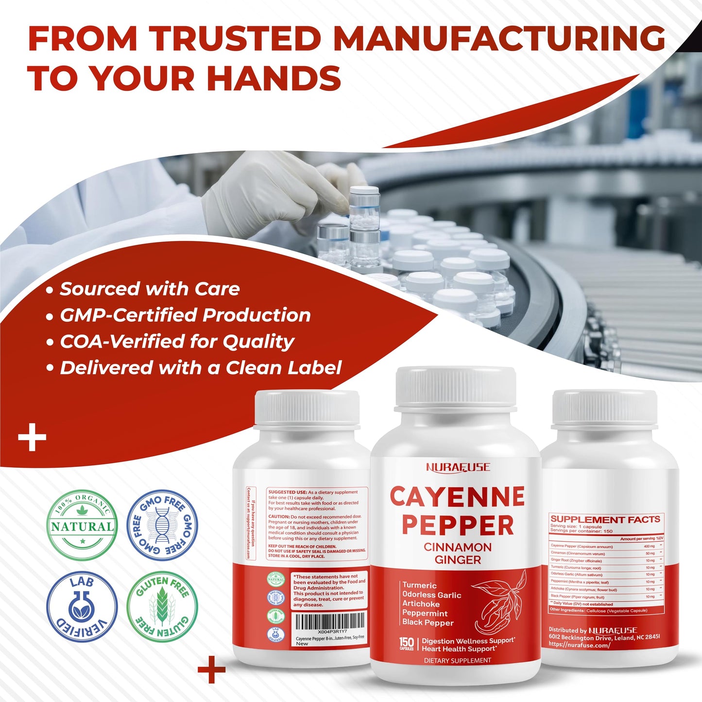 Cayenne Pepper 8-in-1 Formula - Non-GMO, Gluten-Free | Nurafuse