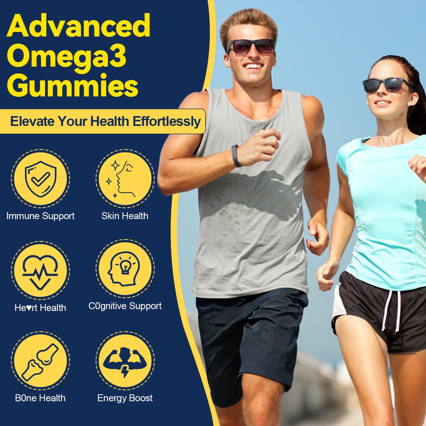 Ceecisee Vegan Omega-3 Gummies 1000mg – Algae DHA 600mg / EPA 300mg + Vitamin D3