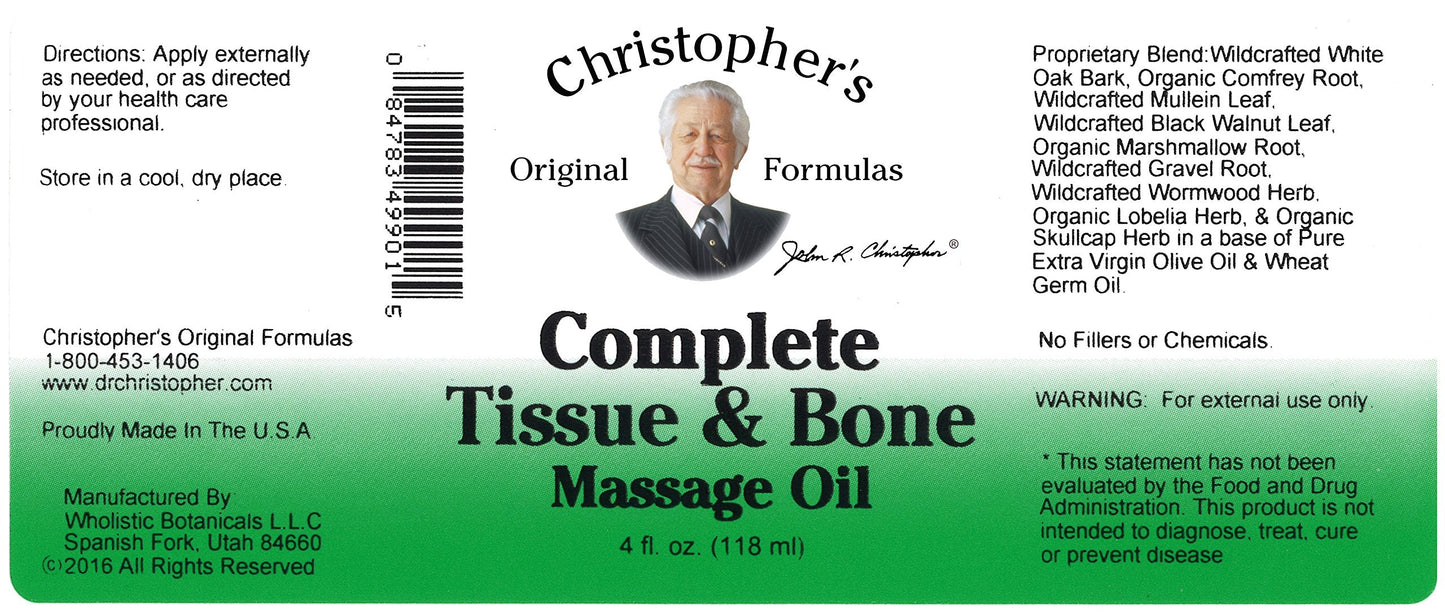 Christopher's Original Formulas Complete Tissue & Bone Massage Oil – 4 fl oz, Herbal Topical Oil
