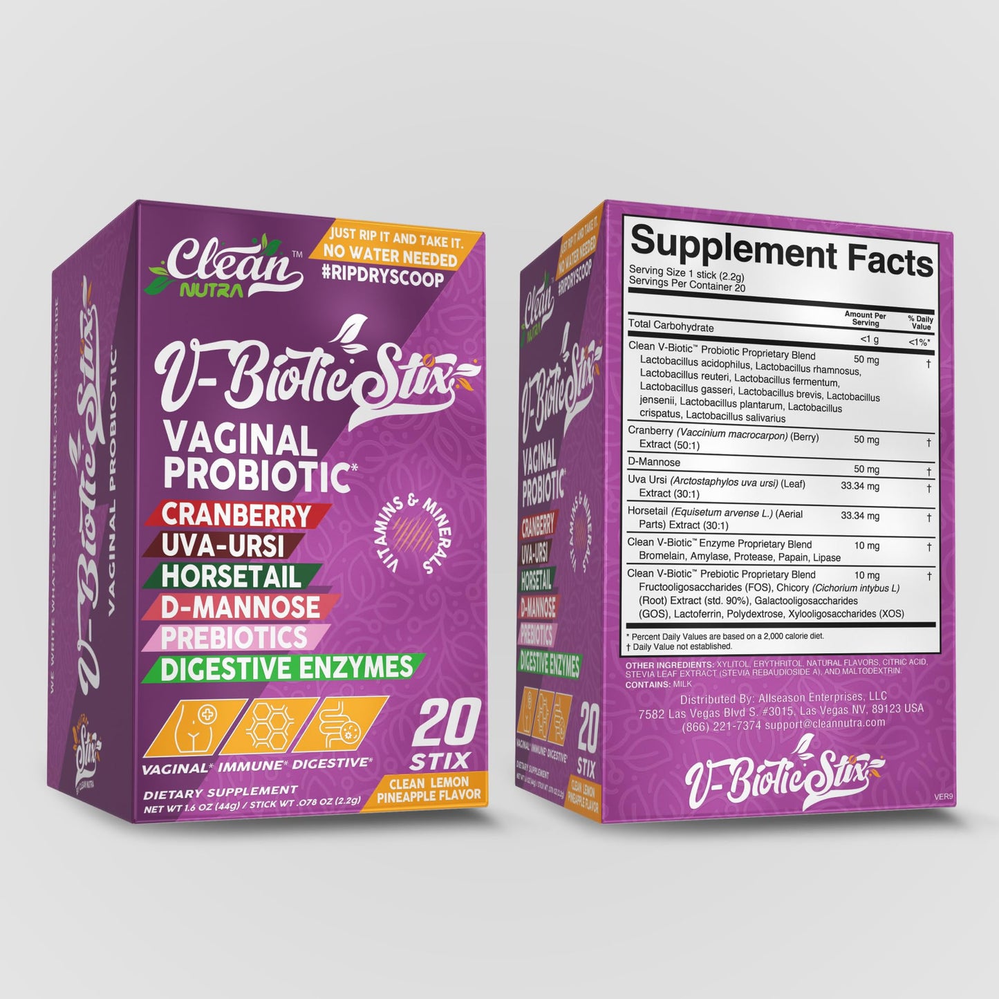 Vaginal Probiotics Stix with Cranberry & D-Mannose – Clean Nutraceuticals