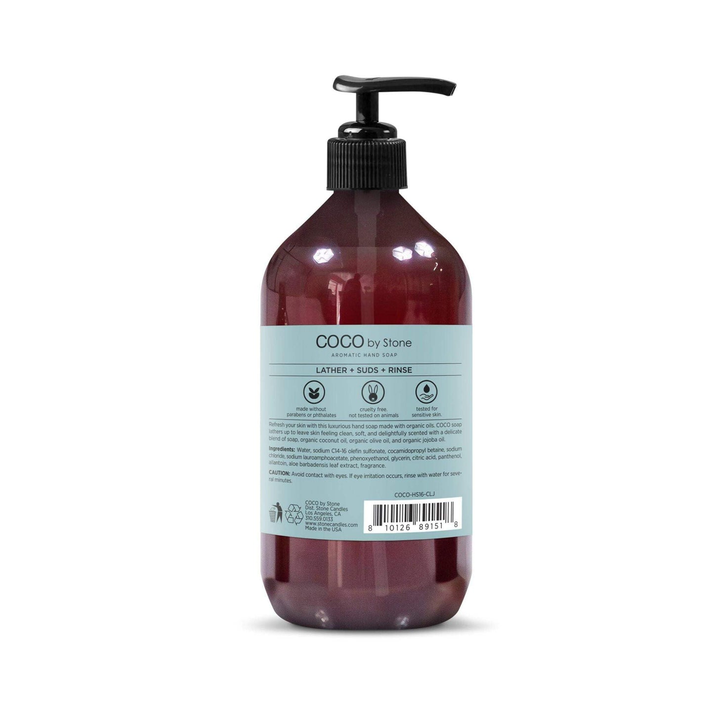 COCO by Stone 16oz Hand Soap – Citrus, Lemongrass & Jasmine Inspired by The W Hotel | Bright Castile Cleanser