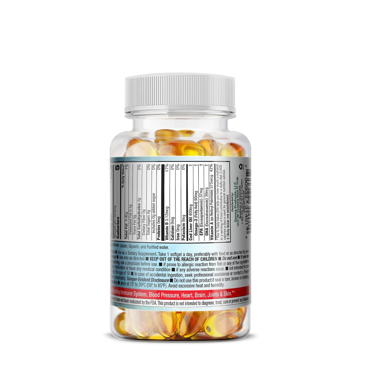Cod Liver Oil Capsules 2x100 - 200 Softgels, Pure Norwegian Cod Liver Oil GERMA 2-Pack
