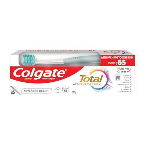 Colgate Total 150g Toothpaste – 12-Hour Protection + Free Premium Soft Toothbrush | Whole Mouth Health