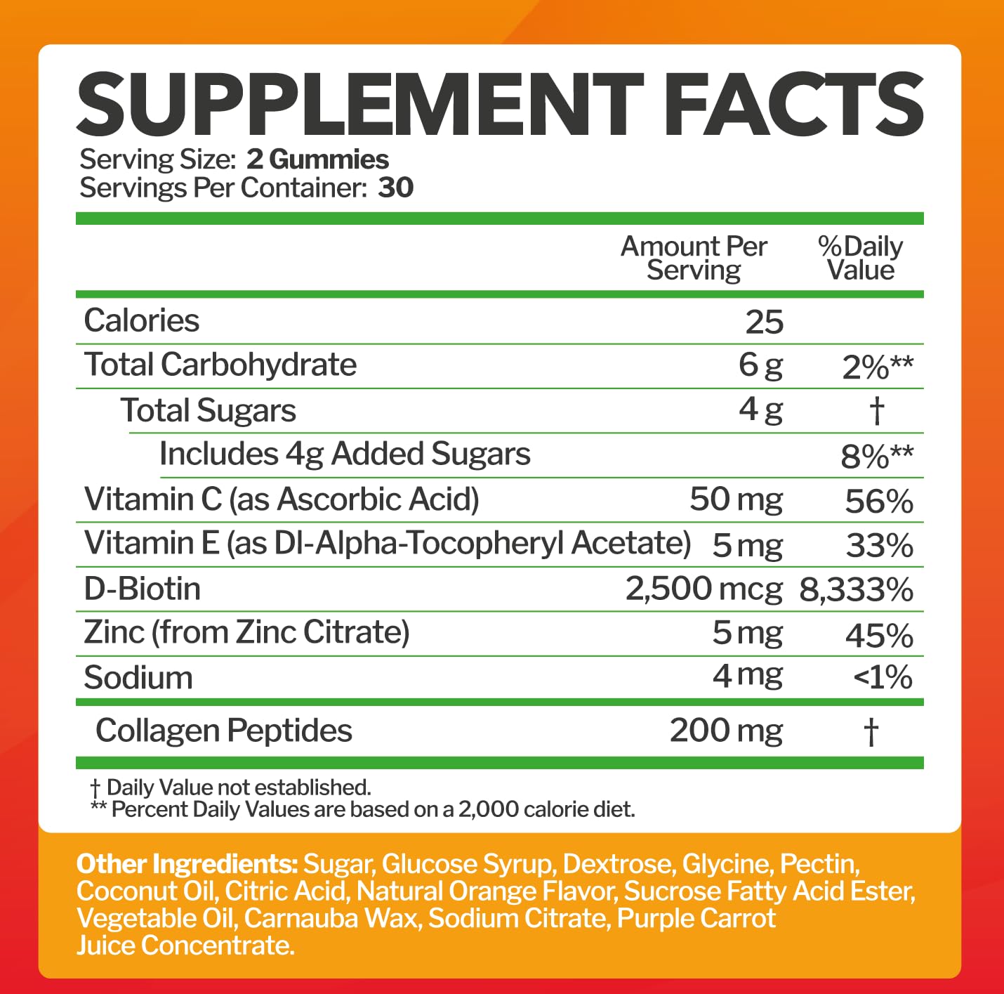 Collagen Peptides Gummies with Biotin, Vitamin C & E – Hair, Skin & Nails Support – Gluten-Free, Non-GMO | 60 Gummies