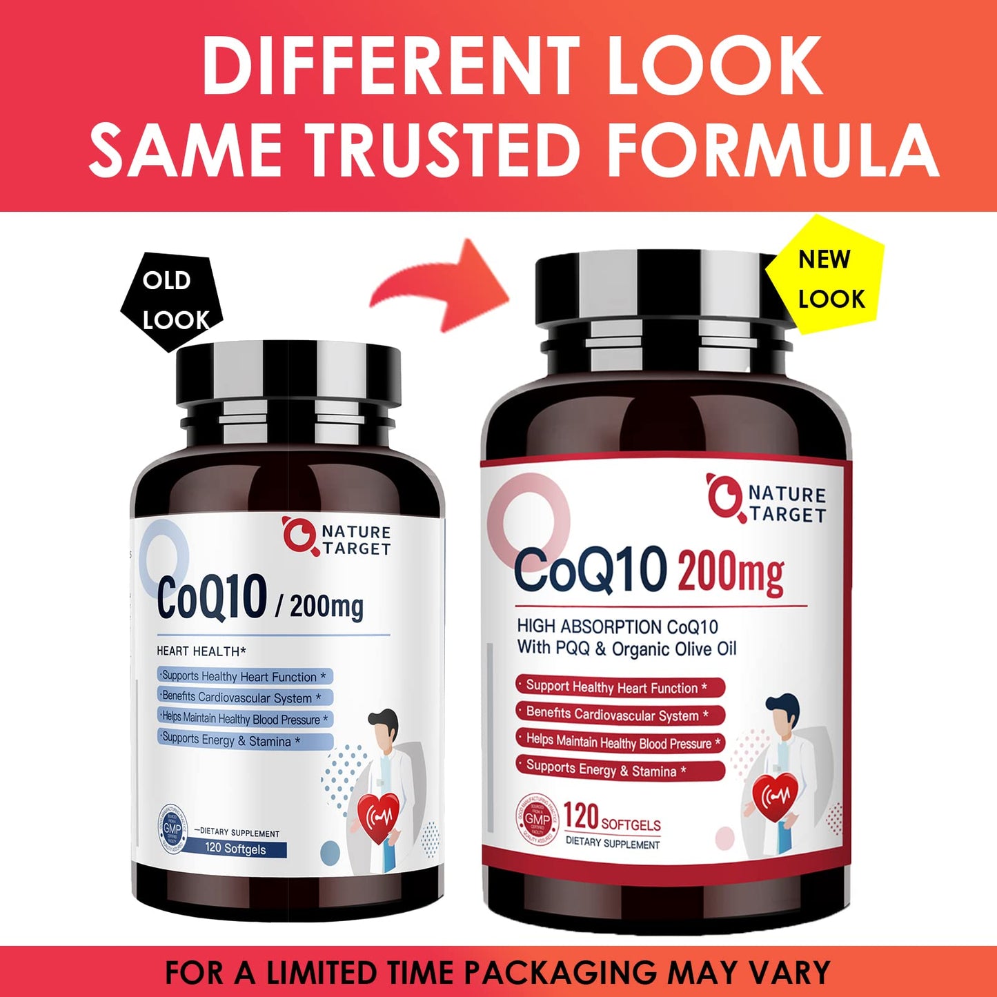 Nature Target CoQ10 200mg Softgels + Organic Olive Oil – High Absorption, 120 Servings