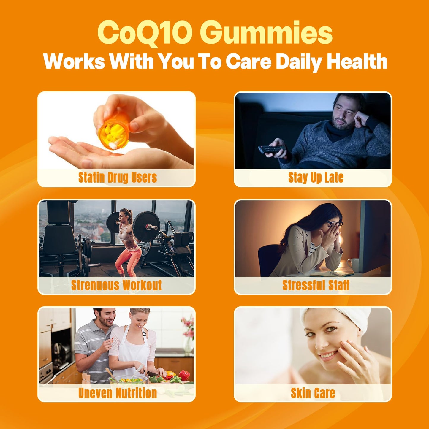 Sugar-Free CoQ10 Gummies 250mg / 500mg | Omega-3 EPA + DHA, Vitamin B3 & Zinc | Vegan 60-Count | Heart Health & Cellular Energy