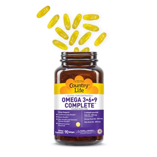 Country Life Omega 3-6-9 Complete – 1,534mg Omega Fatty Acids | 90 Softgels
