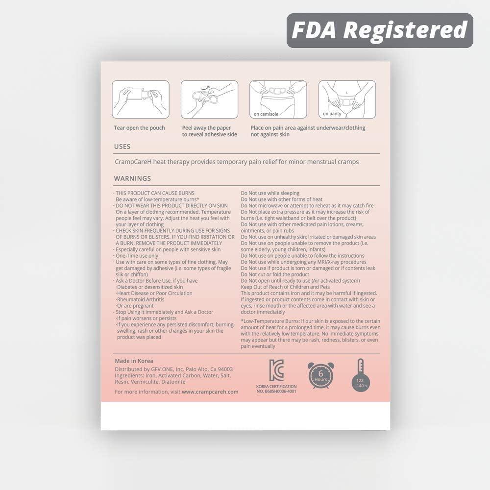 CrampCareH 5-Patch PMS Heat Patch with Wide Wings – FDA-Registered