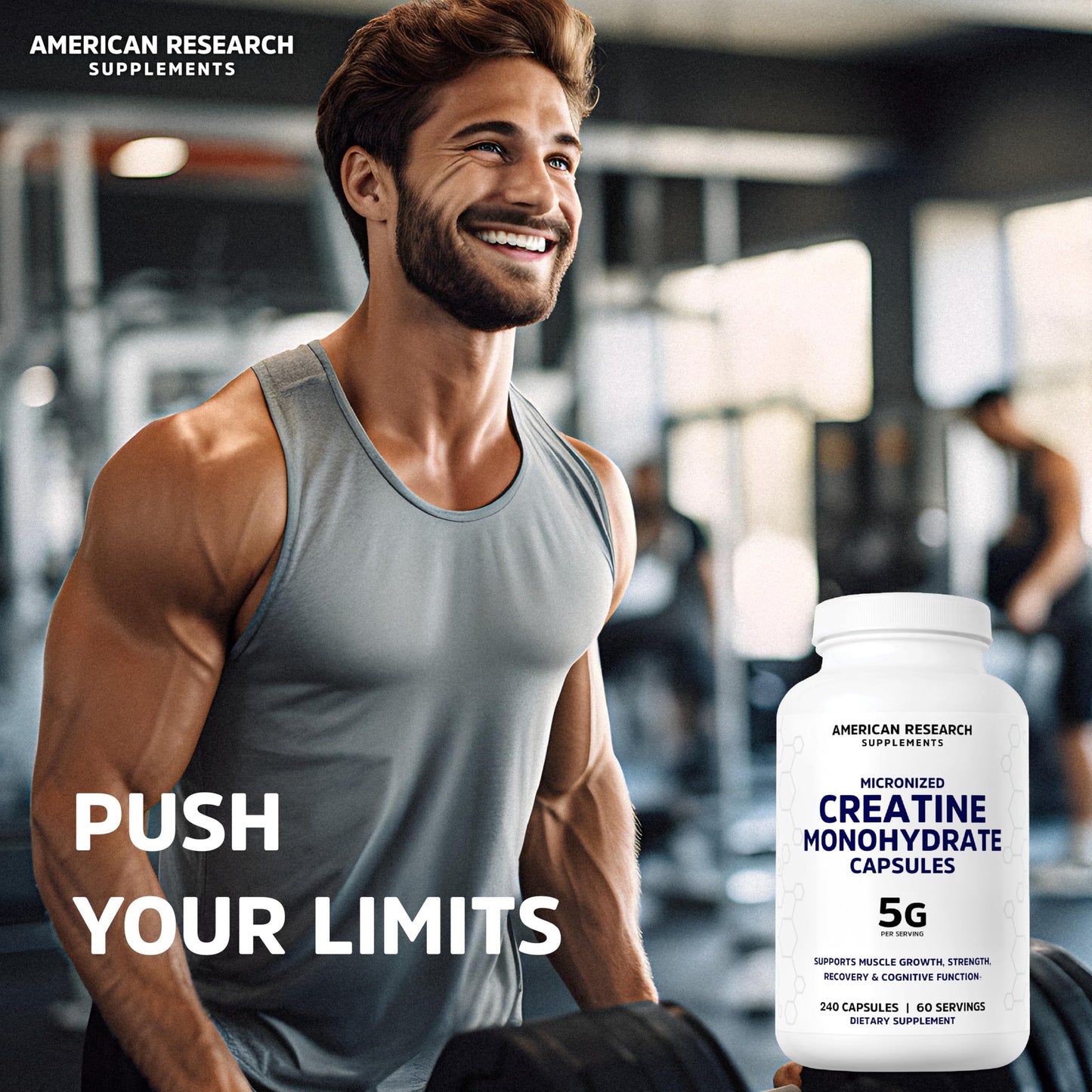 Creatine Monohydrate Capsules 5G – 60 Servings, 240 Capsules | Vegan