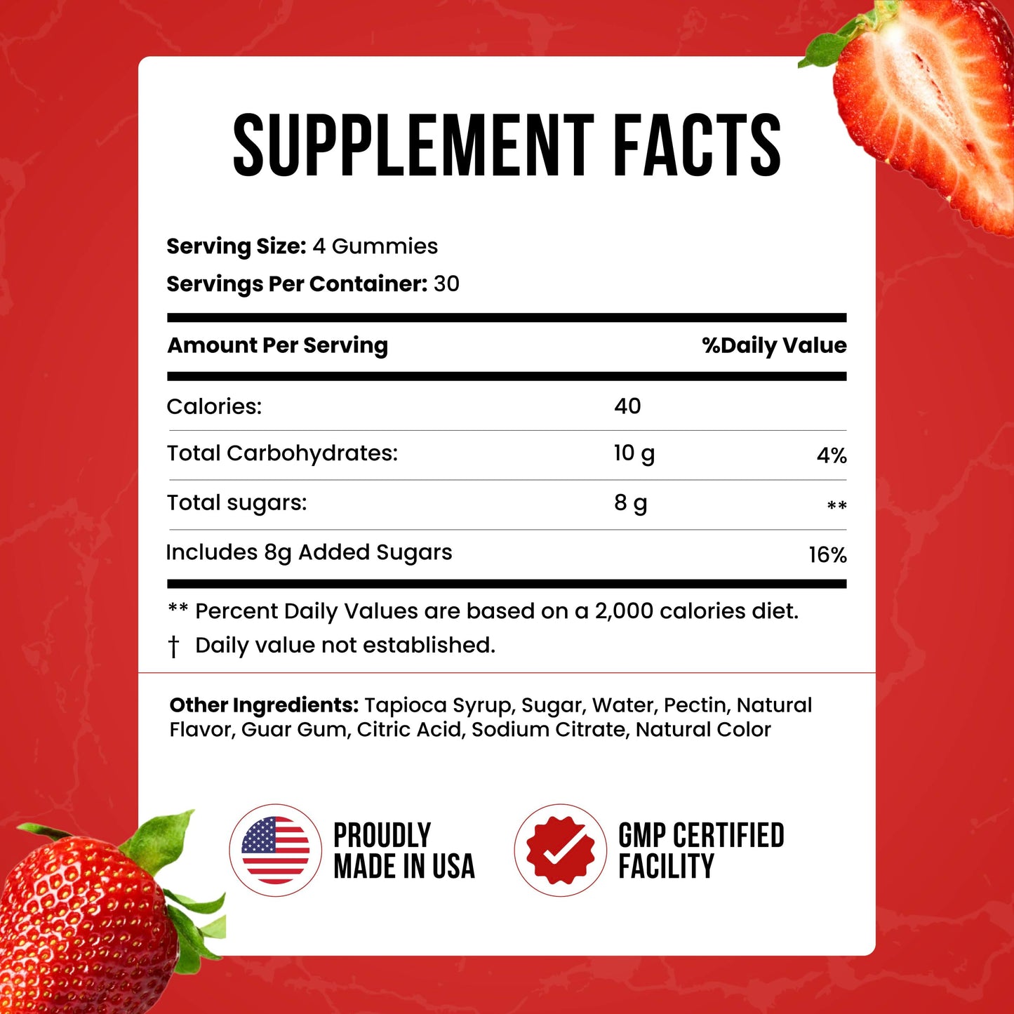 Creatine Monohydrate Gummies 5g Dose – Made in USA, Vegan & Gluten Free | Muscle, Strength, Recovery & Cognitive Health