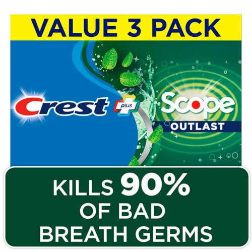 Crest Complete Whitening + Scope Outlast Mint Toothpaste – Triple Pack (3 x 5.4 oz), 16.2 oz