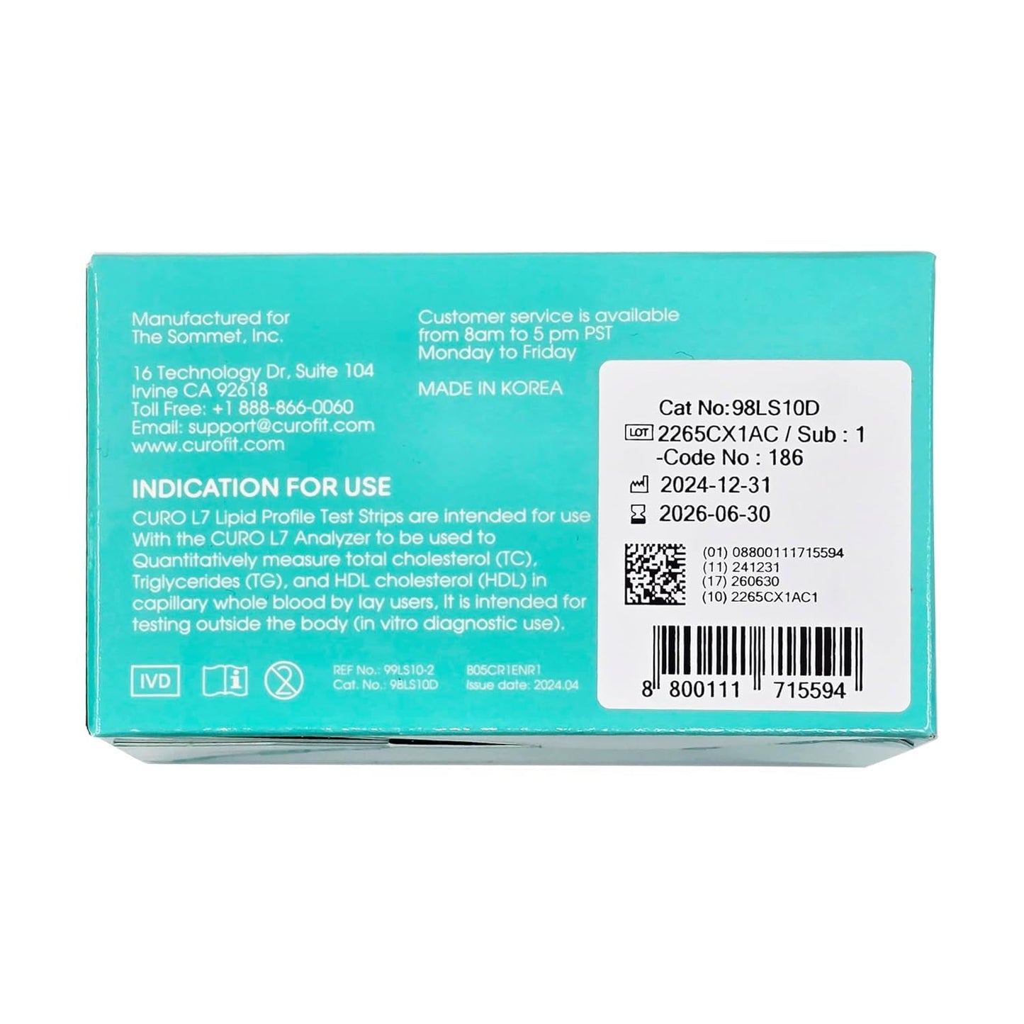 CURO-L7 Professional Grade Blood Cholesterol Testing Kit – All-in-One Home Testing Device