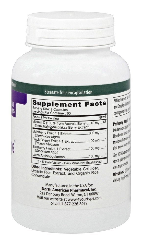 D'Adamo Personalized Nutrition – Proberry Caps 120 VegCaps | Elderberry Complex with Vitamin C