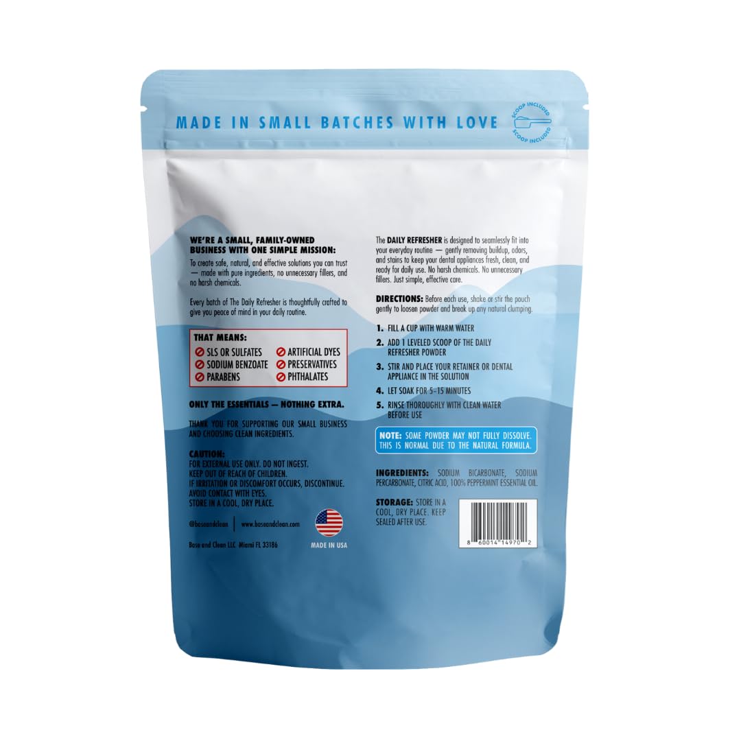 Base & Clean The Daily Refresher – 100% Natural Retainer & Aligner Cleaner (120 Servings) | Made in USA