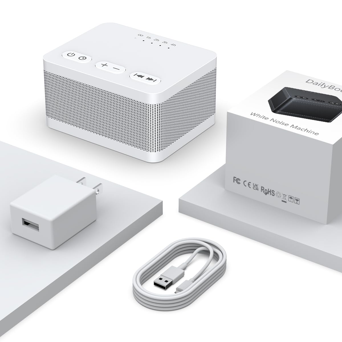 DailyBody Sound Machine White Noise Generator with 30 Sounds, 36 Volume Levels, and 5 Timers | Sleep Aid for Baby, Kids, Adults