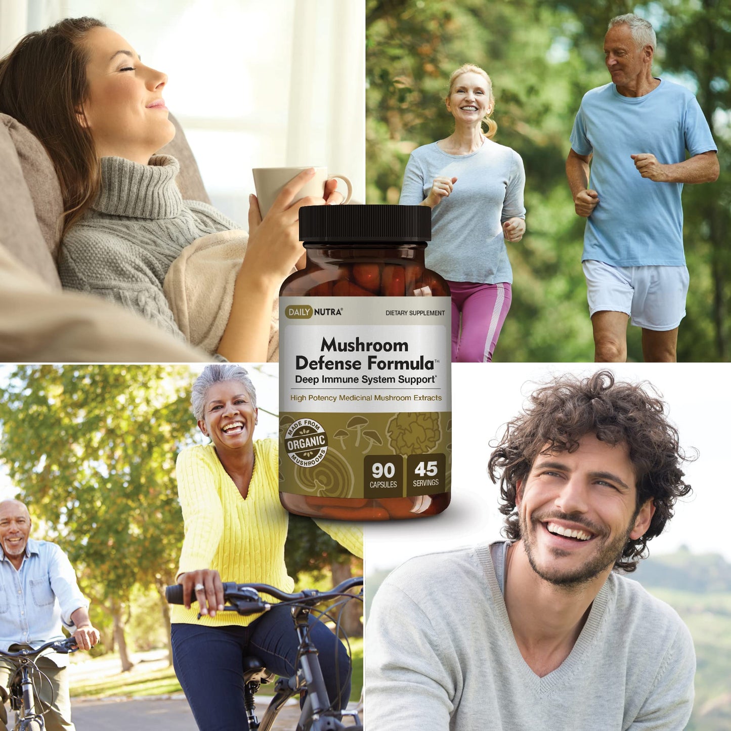 DailyNutra Mushroom Defense Formula — Immune Support (90 Capsules)