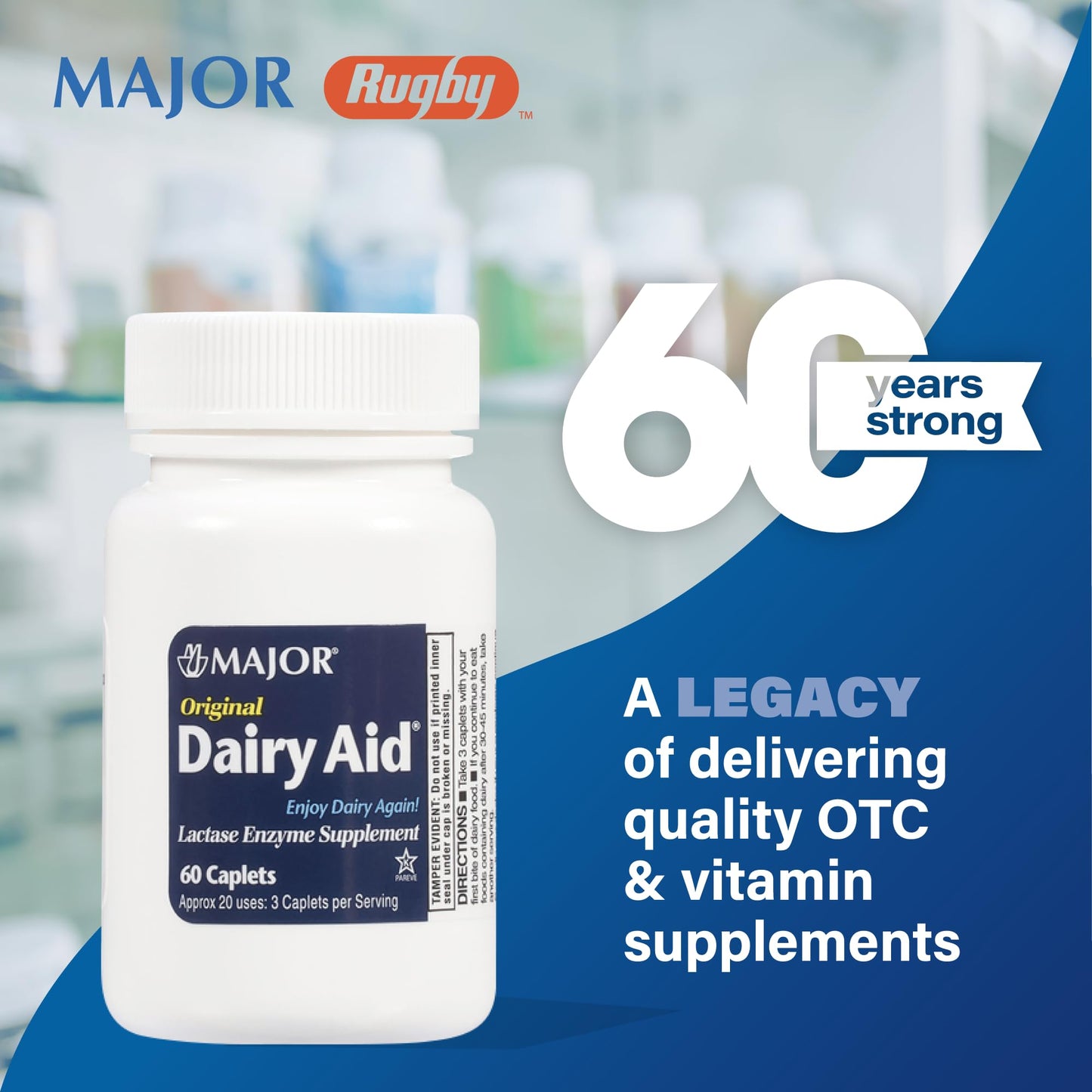 Dairy Aid Lactase Enzyme Caplets (Lactaid Original) 9000 FCC, 120 Ea