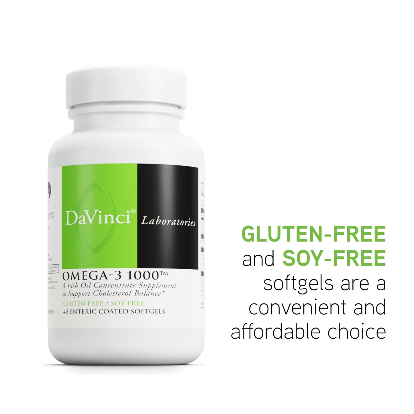 DAVINCI Labs Omega-3 1000 | Supports Cholesterol, Immune Health, Hair & Skin | Gluten-Free