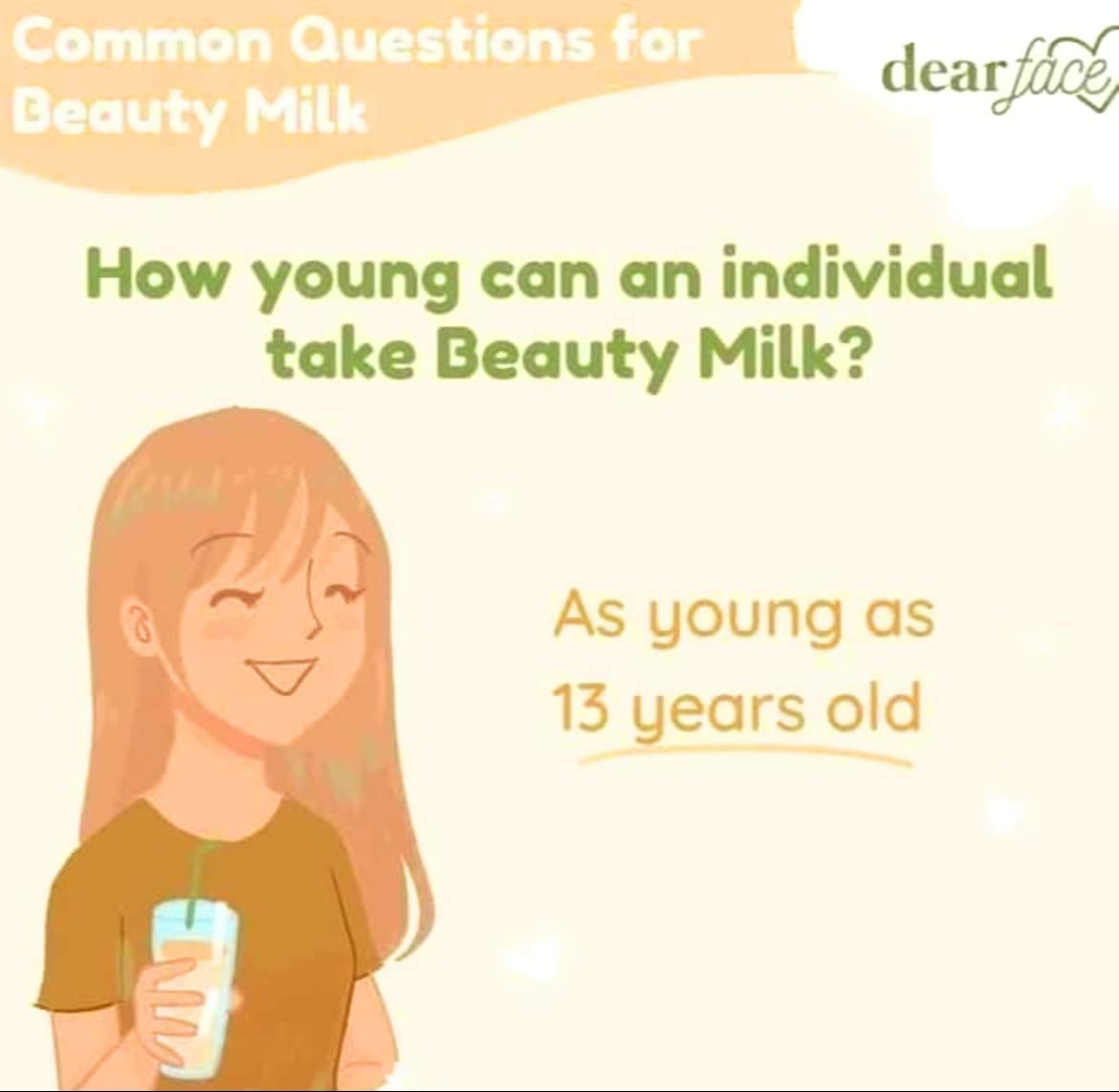 Dear Face 2 Packs Beauty Milk Japanese Collagen Melon Drink - 50,000mg Hydrolyzed Collagen