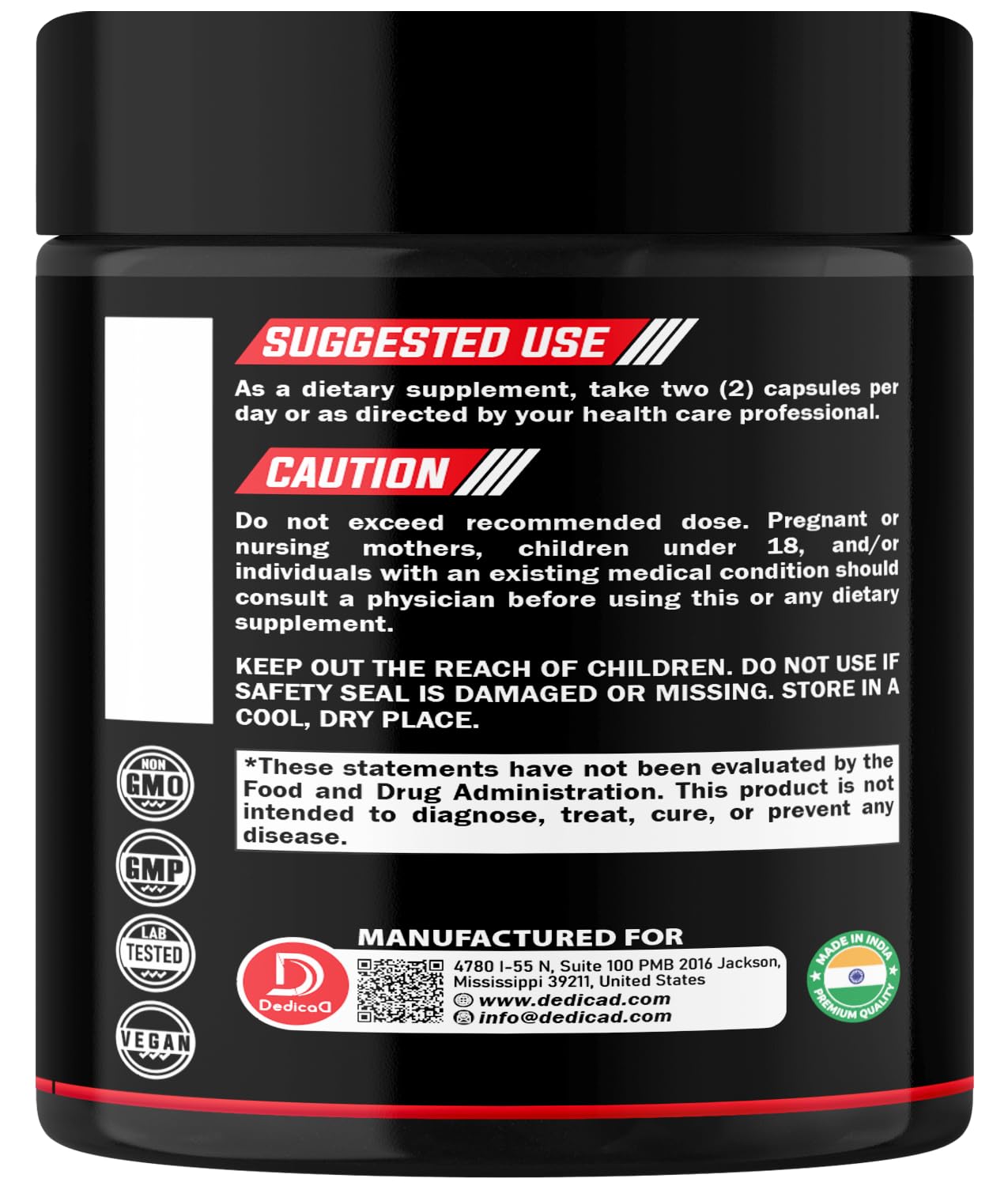 DEDICAD 7-in-1 Ultra Test Support – Energy & Muscle Strength (120 Capsules)