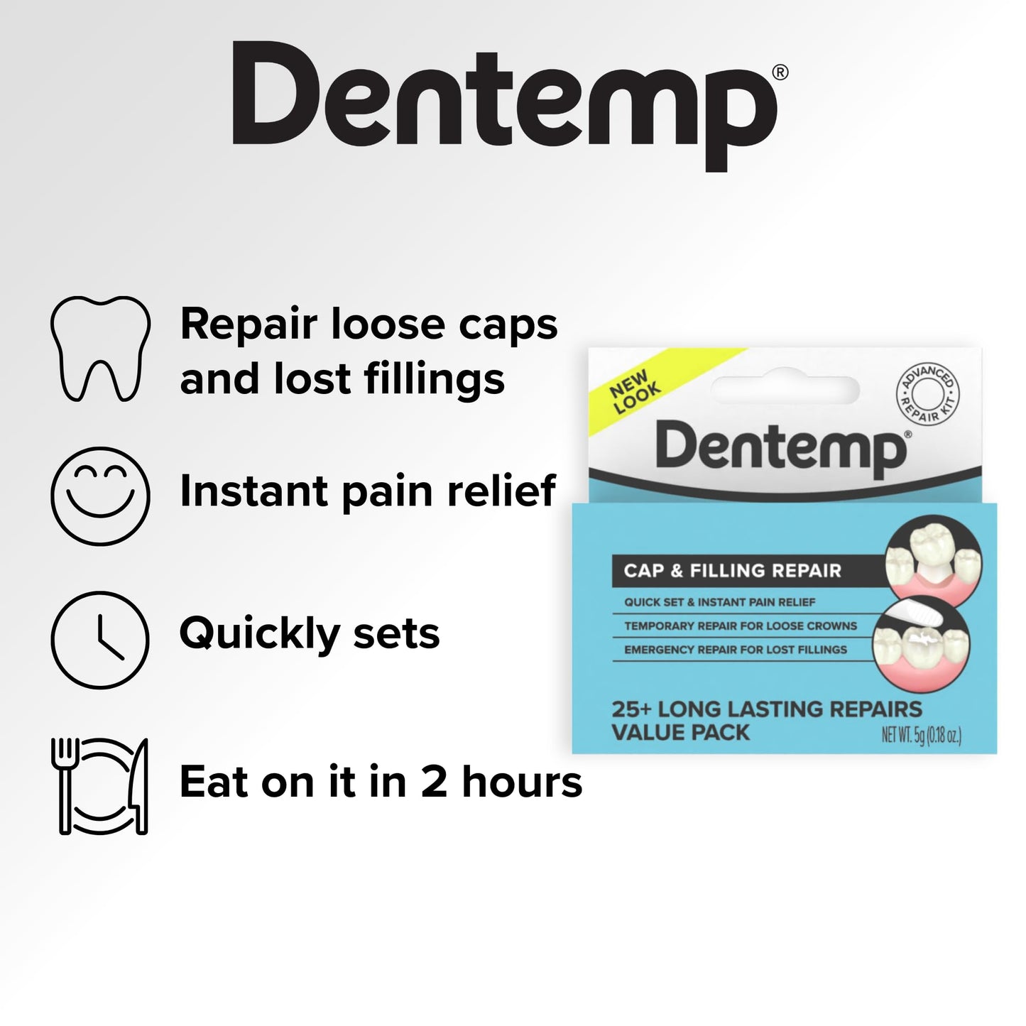 Dentemp Maximum Strength Lost Filling & Loose Cap Repair Kit – Instant Pain Relief