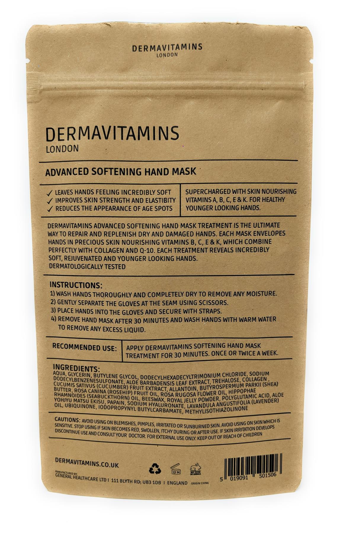 Dermavitamins Advanced Hand Mask Bag - Moisturising Treatment
