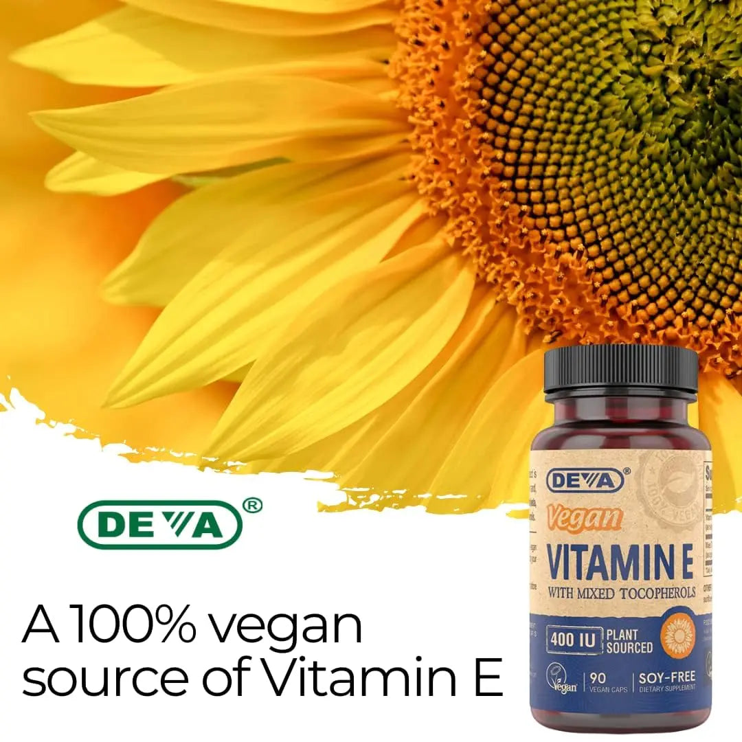 DEVA Vegan Vitamin E 400IU with Mixed Tocopherols – Soy-Free, Non-GMO Sunflower Derived (Pack of 2) BritishVita | Premium UK Vitamins & Wellness Supplements