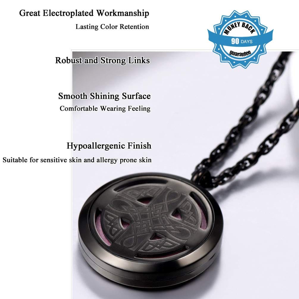 Diffuser Necklace Celtic Knot Cross Locket – Aromatherapy Pendant (Women & Men)