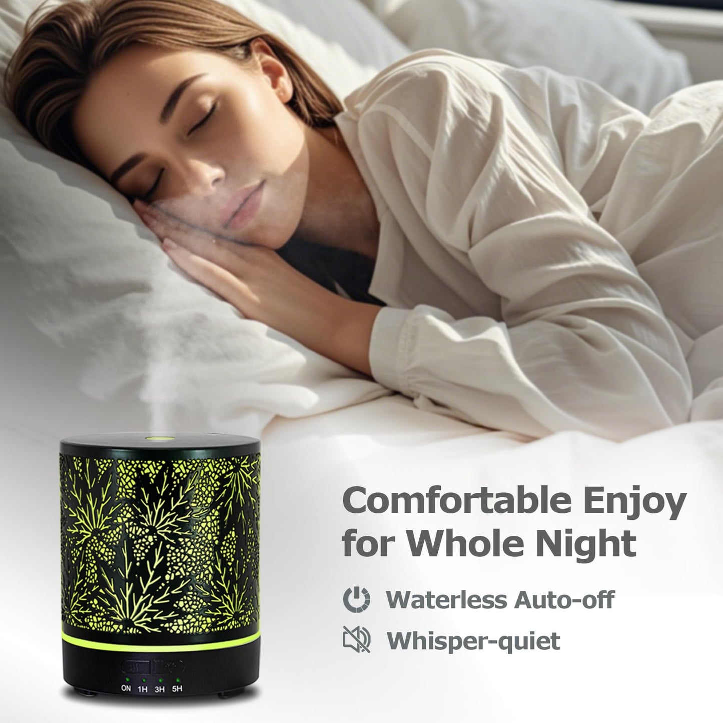 Maple Leaf Essential Oil Diffuser – 300ML Ultrasonic with Auto Shut-Off