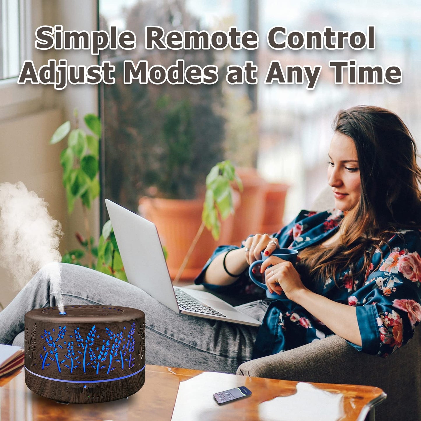 Essential Oils Diffuser Large Room 600ml – 7 Color Lights & Remote