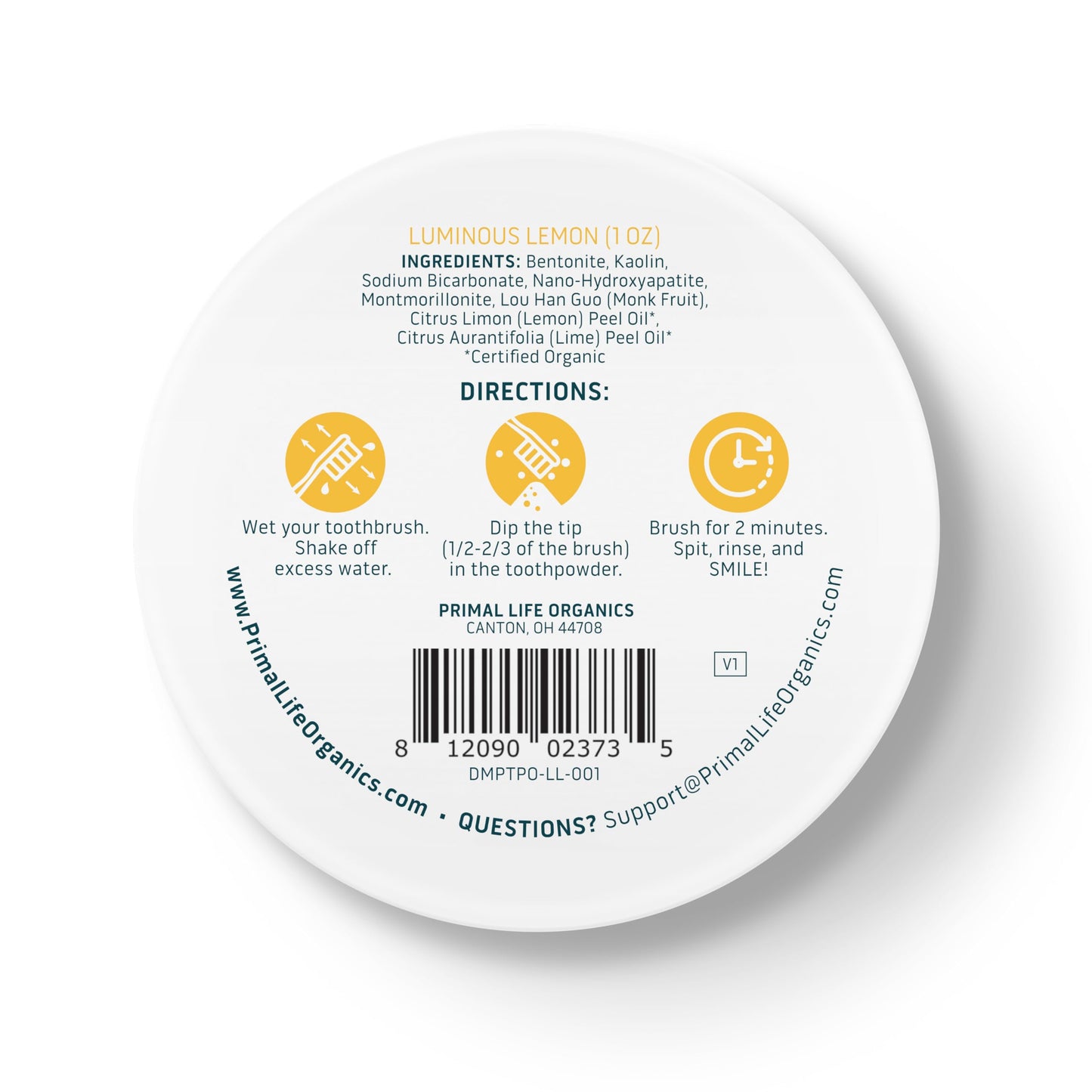 Dirty Mouth Toothpowder Luminous Lemon | Primal Life Organics