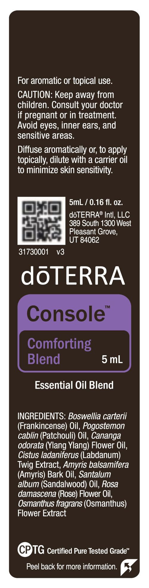 doTERRA Console Essential Oil - Comforting Blend (5 mL) | Grounding & Renewal