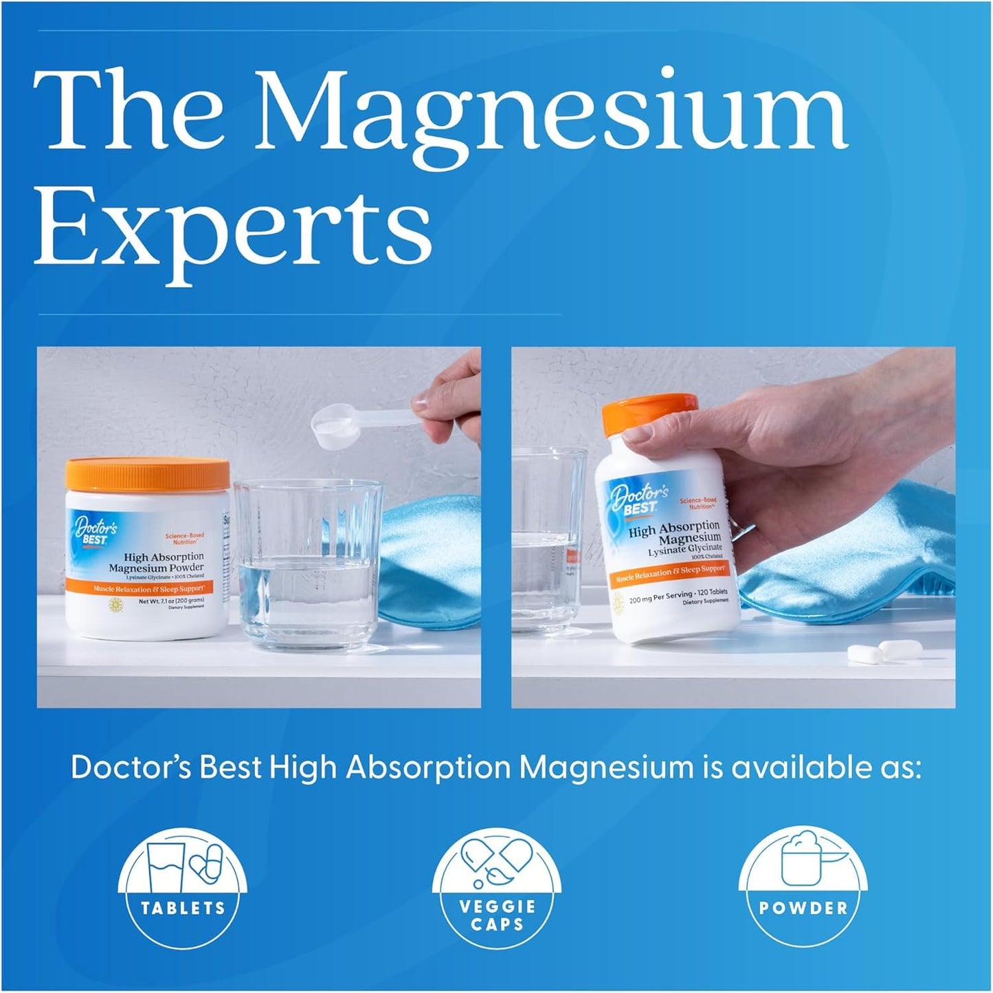 Doctor’s Best High Absorption Magnesium Glycinate Lysinate – 200 mg, 120 Tablets | Sleep & Muscle Relaxation