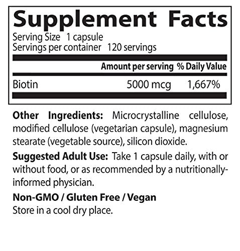 Doctor's Best Biotin 5000 mcg – 120 Count | Hair, Skin & Nails, Vegan