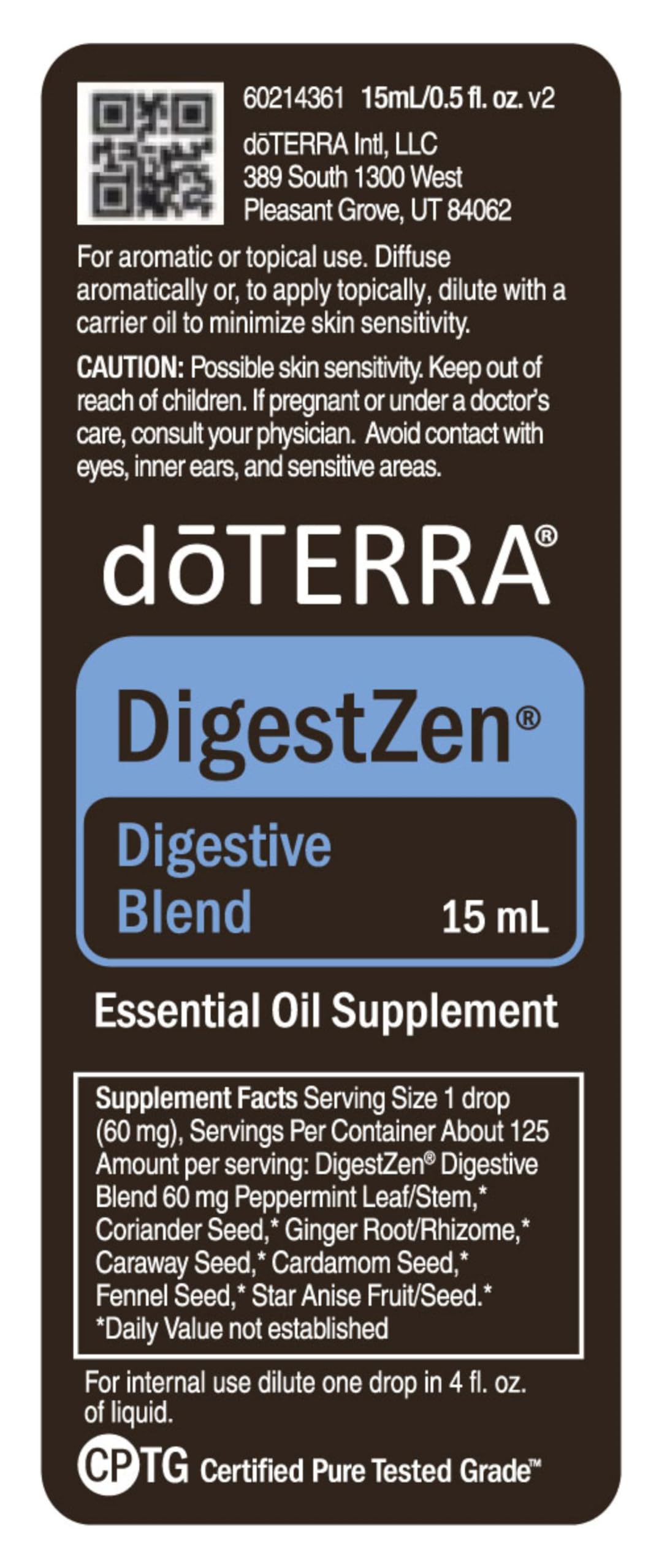 doTERRA DigestZen 15ml – Digestive Essential Oil Blend for Gas & Indigestion