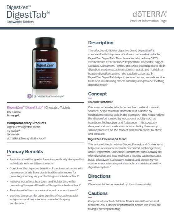 doTERRA DigestZen DigestTab - 100 Chewable Tablets | Digestive Support