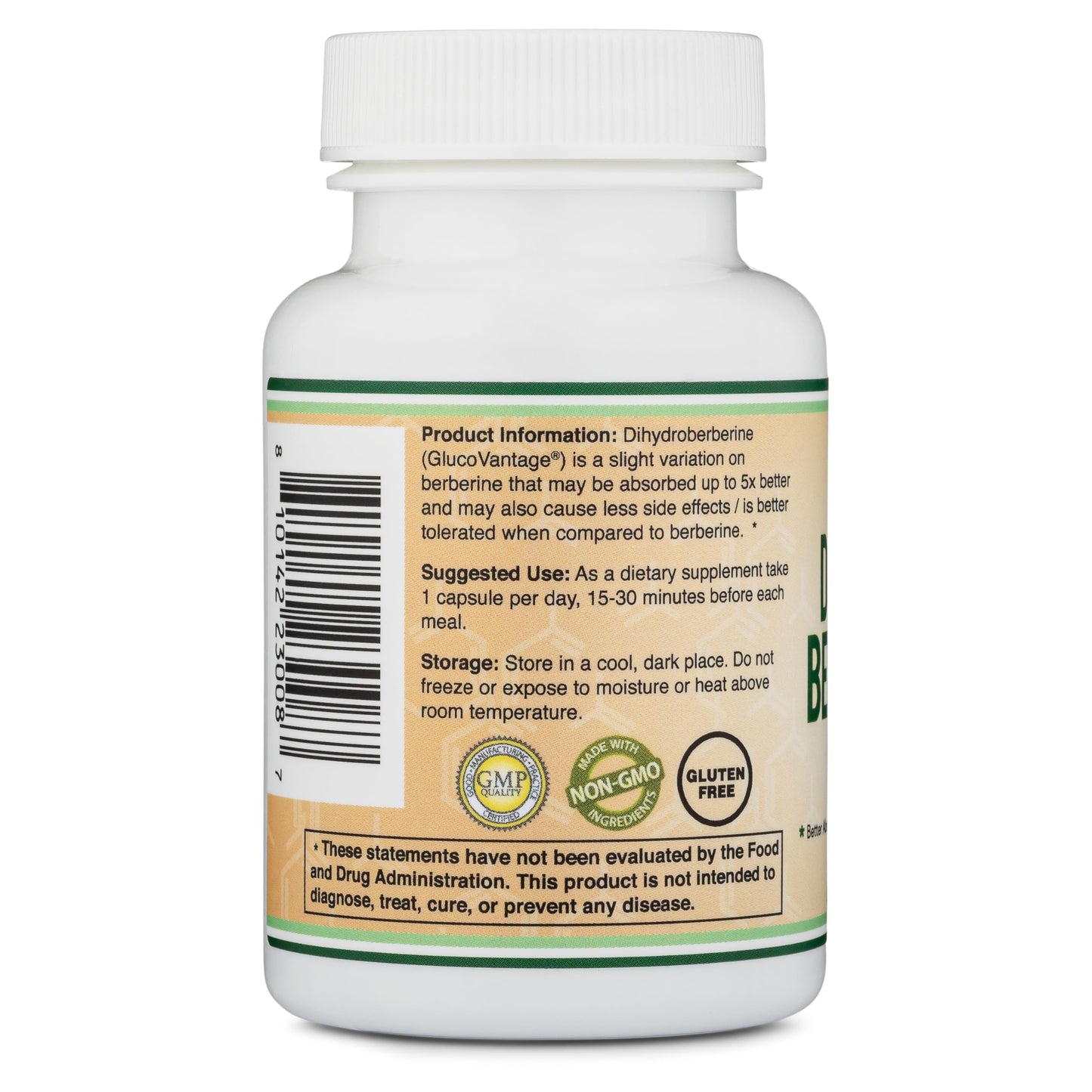 Dihydroberberine 100mg (60 Caps) - GlucoVantage | Third-Party Tested | Vegan Safe | Double Wood