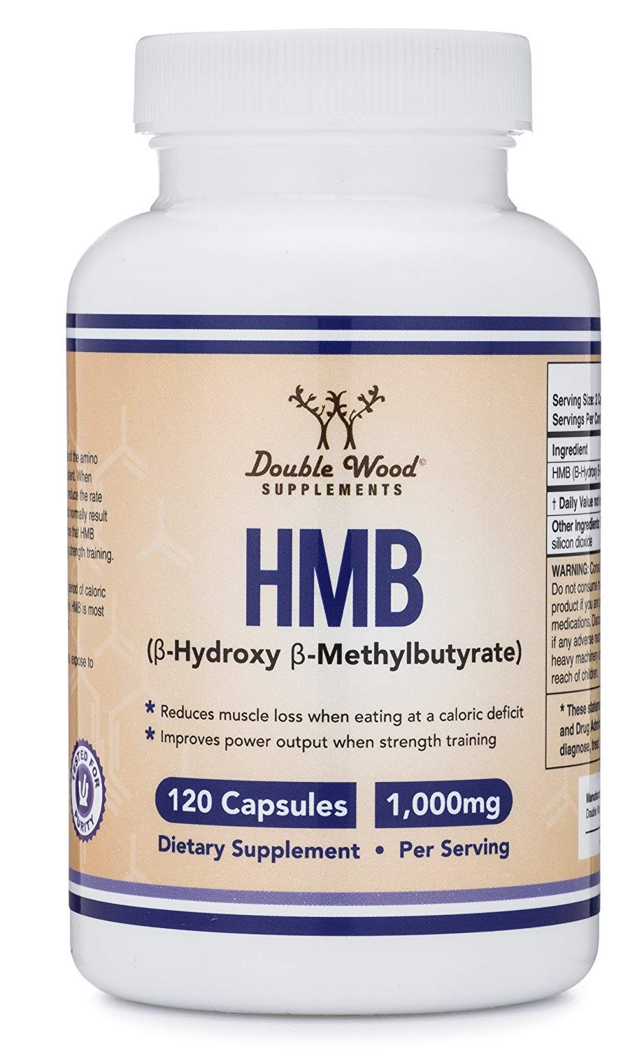 Double Wood HMB Supplement – 120 Capsules, 1000mg per Serving, Third-Party Tested