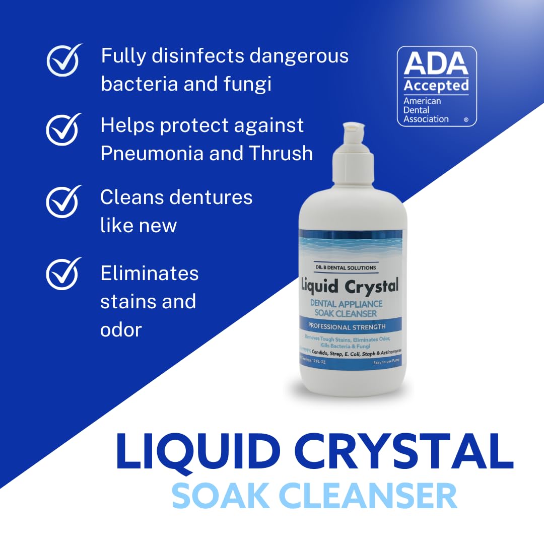 Dr. B Dental Solutions Liquid Crystal Soak Cleanser – For Dentures, Aligners, Night Guards