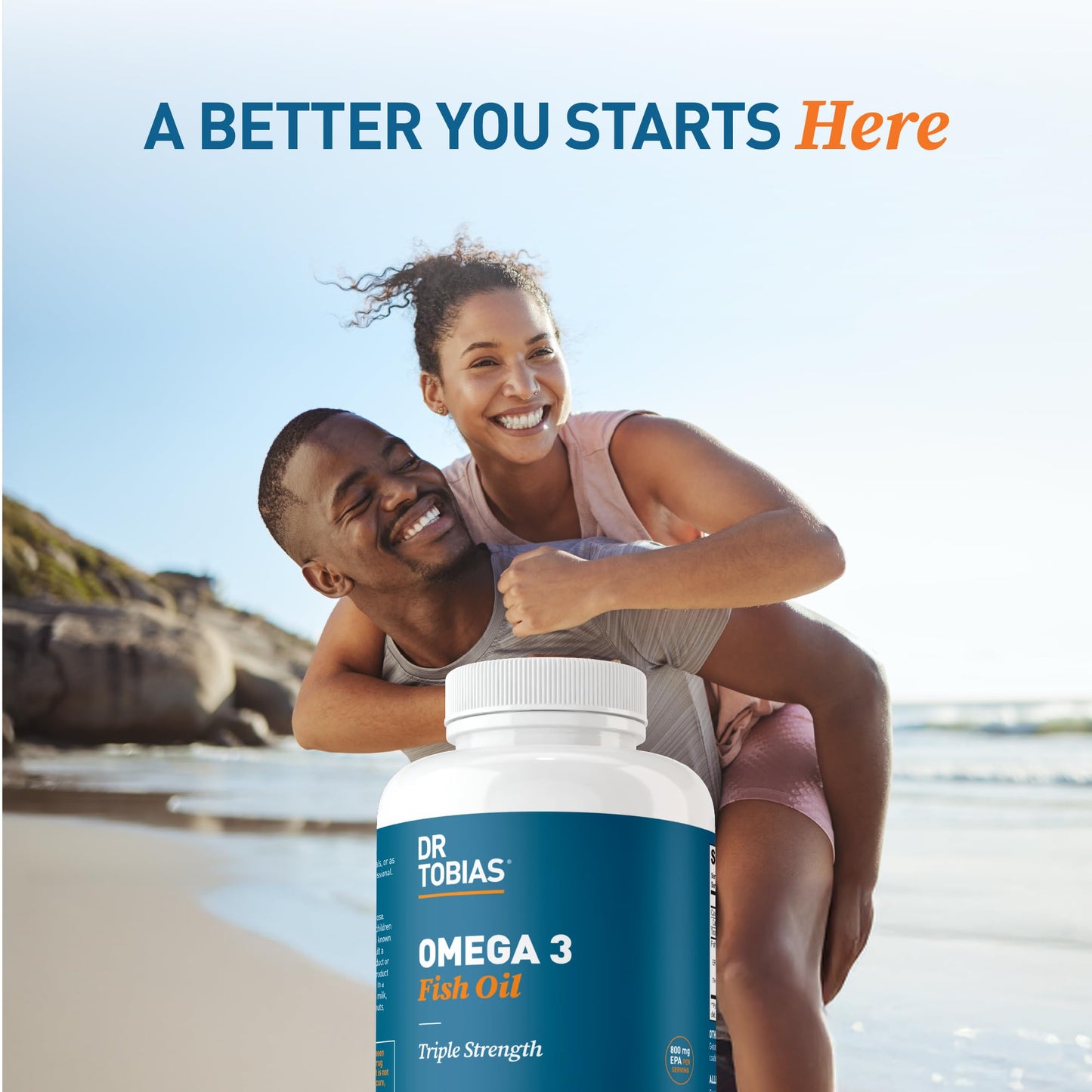 Dr. Tobias Omega 3 Fish Oil 2000mg Triple Strength | 800mg EPA / 600mg DHA | 60 Softgels