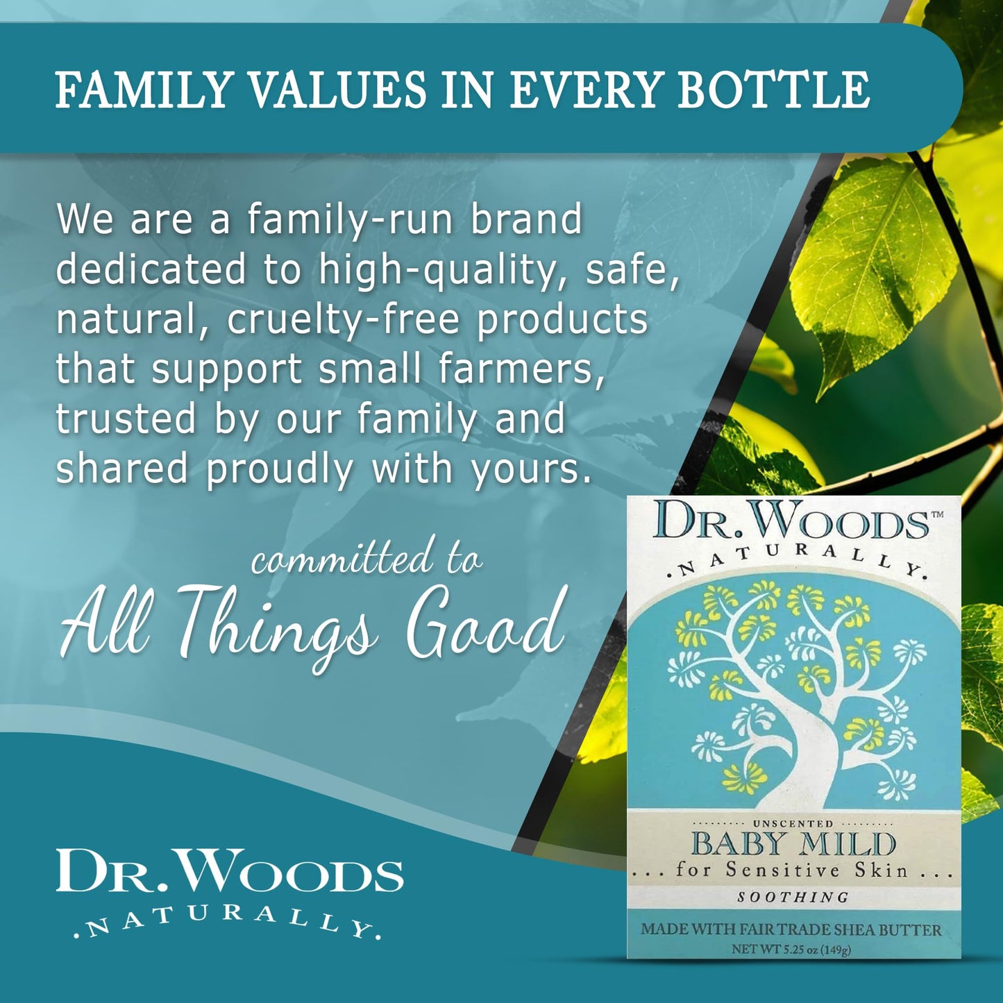 Dr. Woods Unscented Baby Mild Bar Soap with Organic Shea Butter – 5.25 oz (Pack of 3)