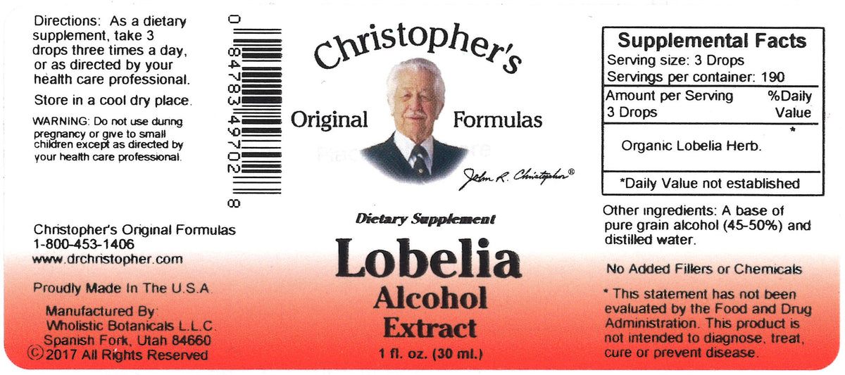 Dr Christopher's Lobelia Alcohol Extract - 1 Fluid Ounce | Herbal Remedy BritishVita | Premium UK Vitamins & Wellness Supplements