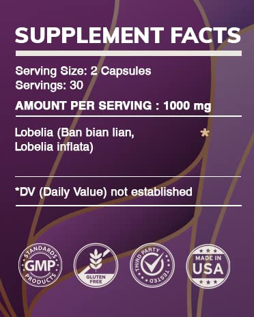 Earth's Love Lobelia 60 Capsules | 500 mg, Responsibly Farmed
